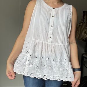 SOLD! SONOMA XL Women Tank Top White Sleeveless Shirt